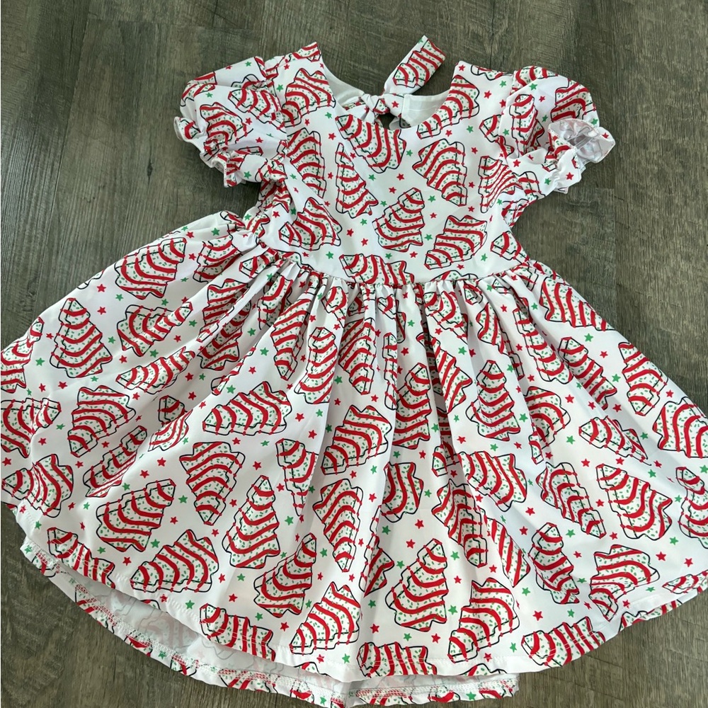Spoiled and Flashy Red and White Christmas Tree Kids Dress